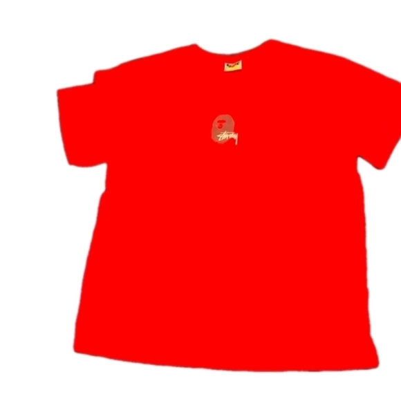 BAPE x Stussy Red College T-Shirt Mens Size XL (EUC) - Picture 2 of 4